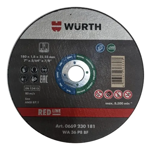 DISCO DE CORTE PARA ACERO INOXIDABLE WURTH